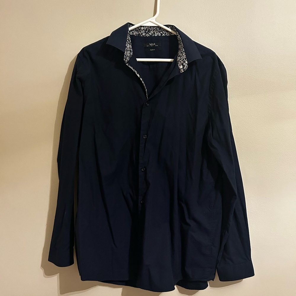 Splash Navy Blue Dress Shirt